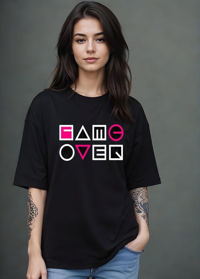 Smartees Women's Oversize Printed T-shirt | WW - 2041 | Black - M
