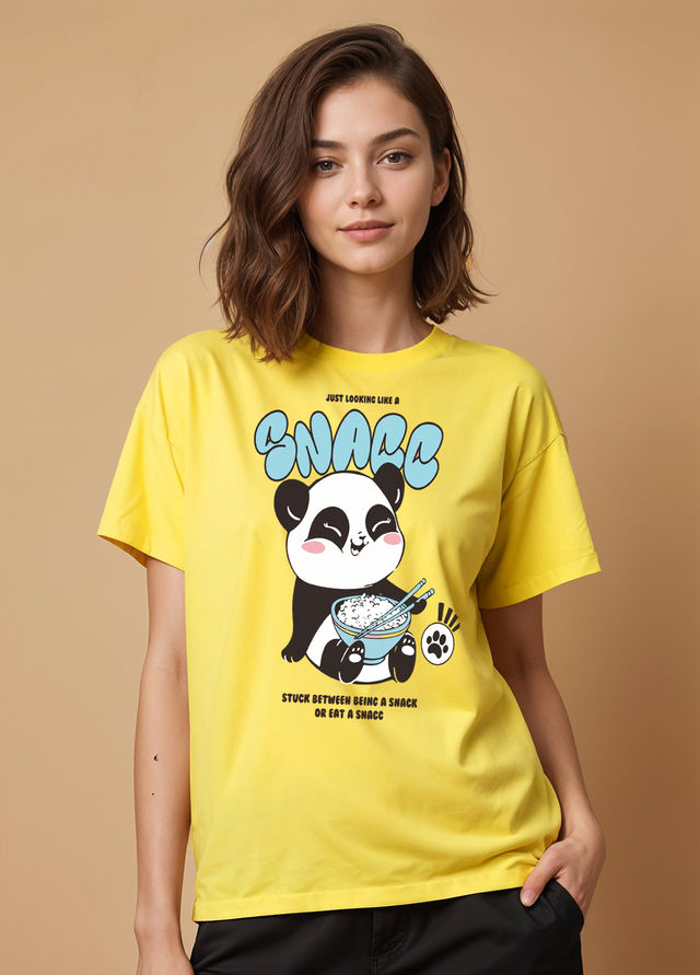 Smartees Womens Oversize Printed T-shirt | WW - 2062 | Lemon - S