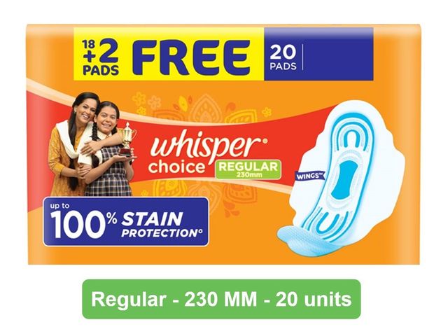 Whisper Choice Regular Sanitary Pads 20 pc Combo