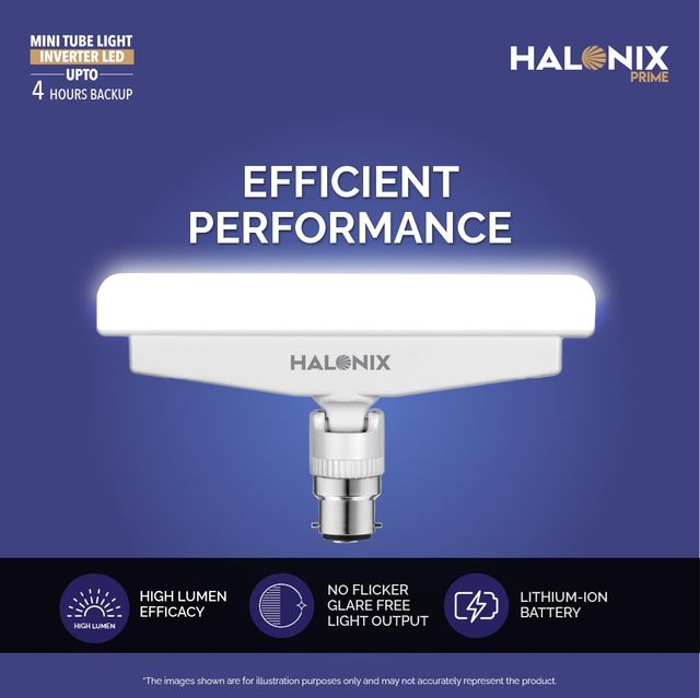 Halonix 10W B22 Rechargeable Inverter T-Bulb, Emergency Mini Tubelight