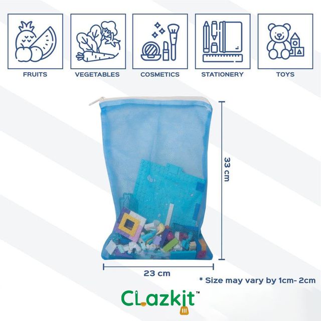 Clazkit Set Of 12 Reusable Fridge Storage Bags For Vegetables and Fruitswith Sturdy Zipper