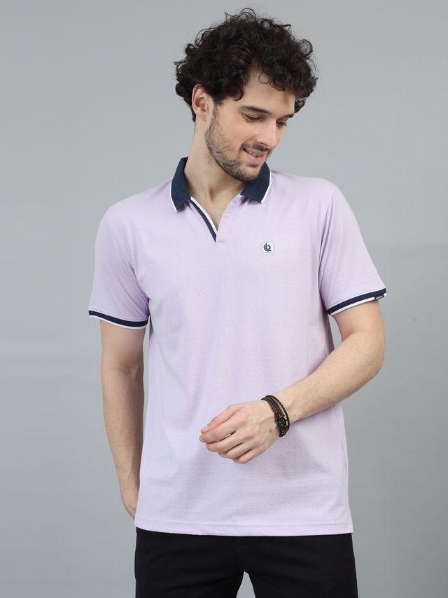 Bushirt Men's V-Neck Polo T-shirt | Lilac - L
