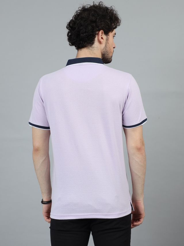 Bushirt Men's V-Neck Polo T-shirt | Lilac - L