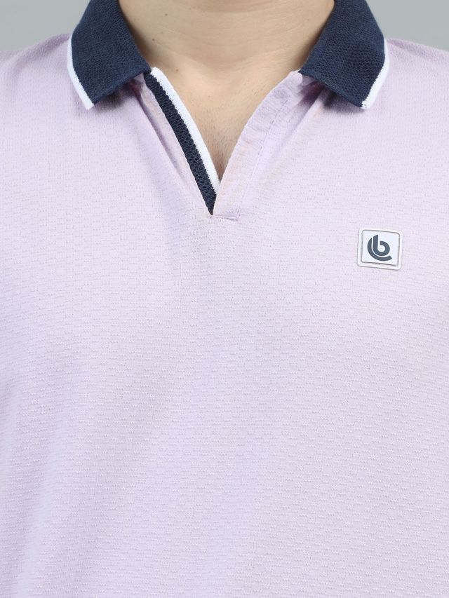 Bushirt Men's V-Neck Polo T-shirt | Lilac - L