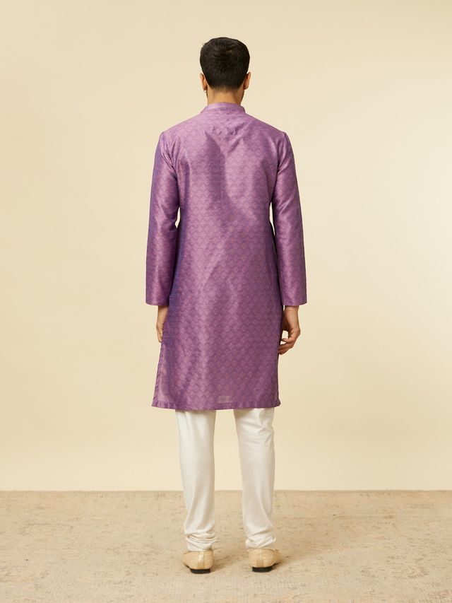 Manyavar Purple Art Silk Embroidery Self Texture Kurta Set | XXL