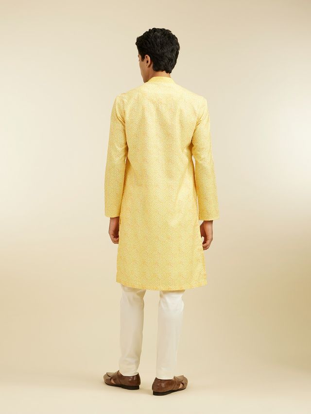 Diwas By Manyavar Yellow Blended Cotton Printed Kurta Set | XXL