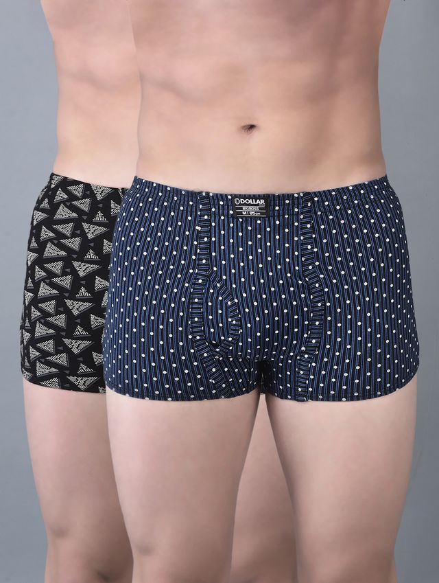Dollar Bigboss Men's Soft Combed Cotton Printed Trunk | Pack Of 2 | Assorted - XXL