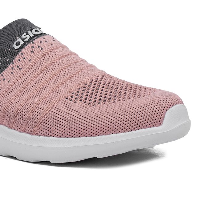 Asian Women s Elasto-02 Grey Pink Laceless Shoes | UK-7