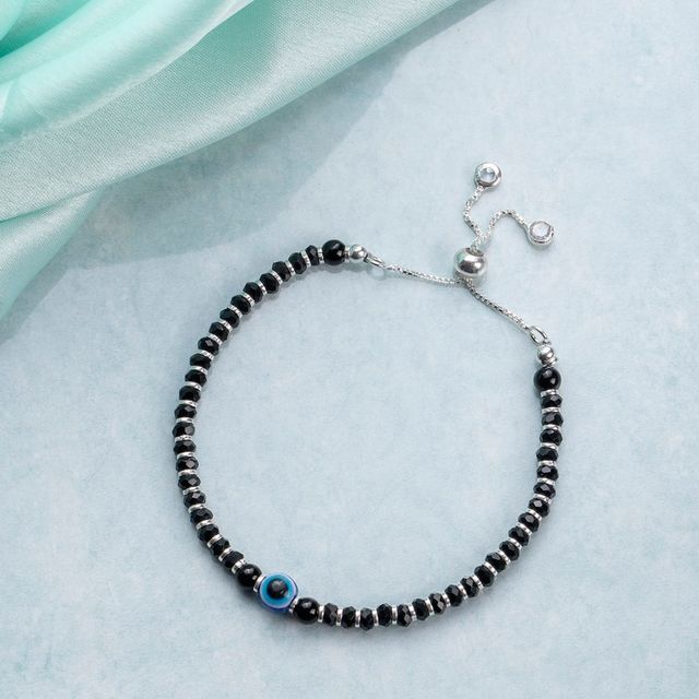 Zavya Evil Eye Rhodium Plated 925 Sterling Silver Nazaria Bracelet