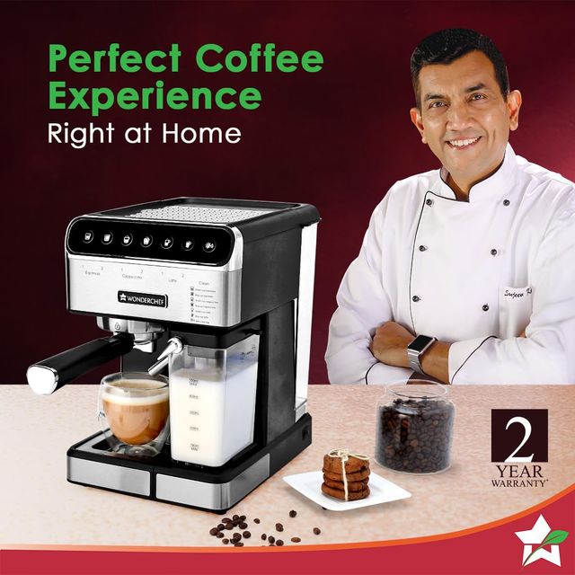 Wonderchef Regenta Automatic Coffee Machine With Auto Frother 20 Bar, 2 Year Warranty