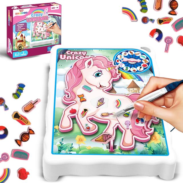 Wembley Crazy Unicorn Operation Game Board with Stickers The Objects Interactive Activity Toy
