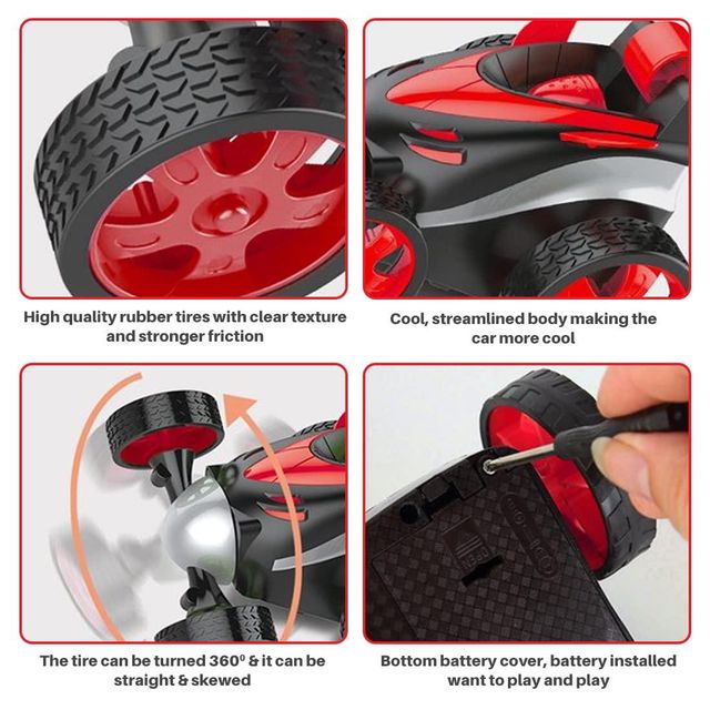 Wembley High Speed Mini 1:24 Scale Rechargeable Remote Control Car For Kids - Red Stunt Car