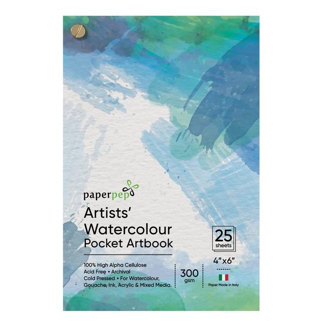 Paperpep Watercolour Pocket Art Book 300Gsm 4 x 6 25 Sheets