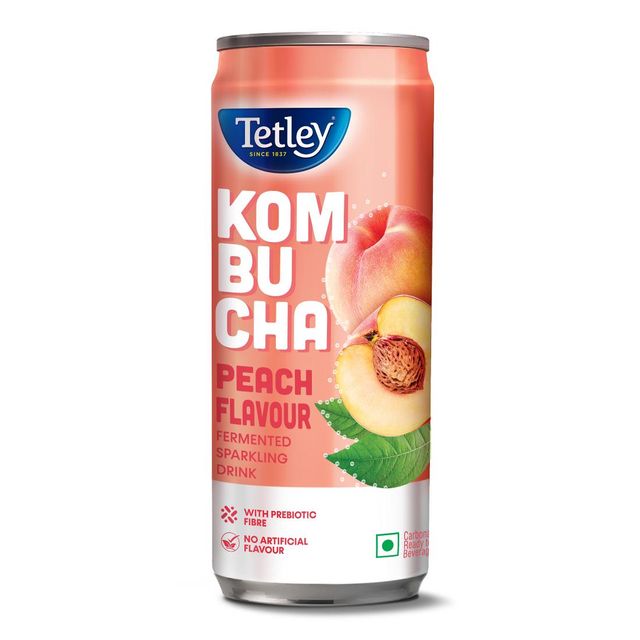 Tetley Kombucha Peach Fermented Water Drink With Prebiotic Fibre & No Artificial Flavour 250 ml  X 2 Combo