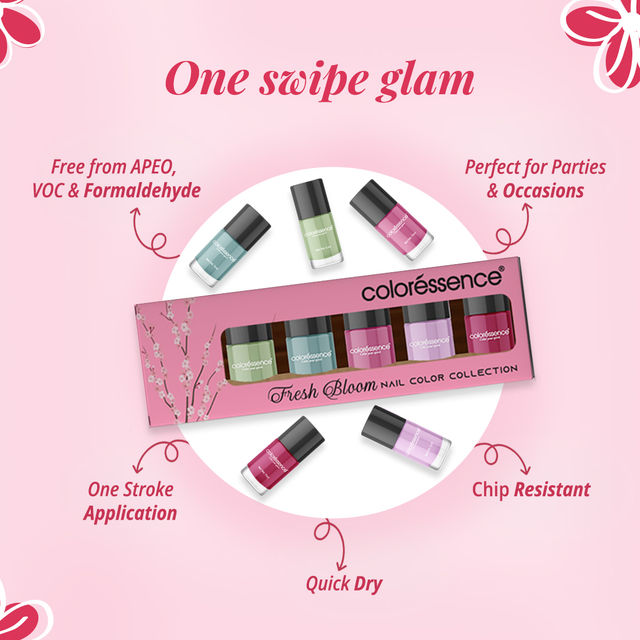 Colouressence Nail Paint Kit | Free Nail Paint Remover | Fresh Bloom - MultiColour