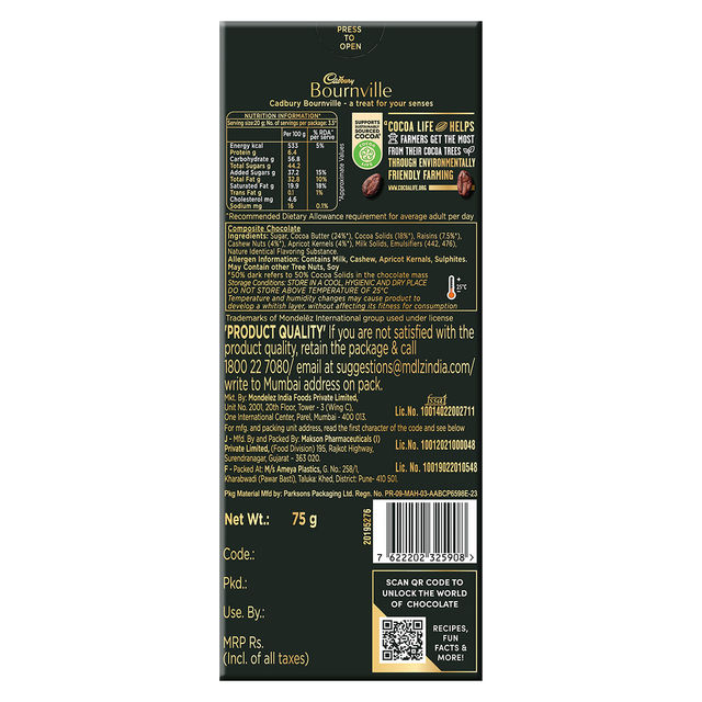 Cadbury Bournville Fruit & Nut Dark 50% Chocolate Bar Combo