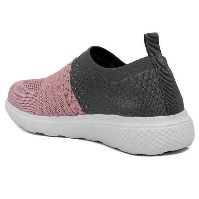 Asian Women s Elasto-02 Grey Pink Laceless Shoes | UK-7