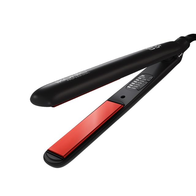 Ikonic S3+ Hair Straightener, Black & Red, Ceramic Floating Plates, Adjustable Temparature Control