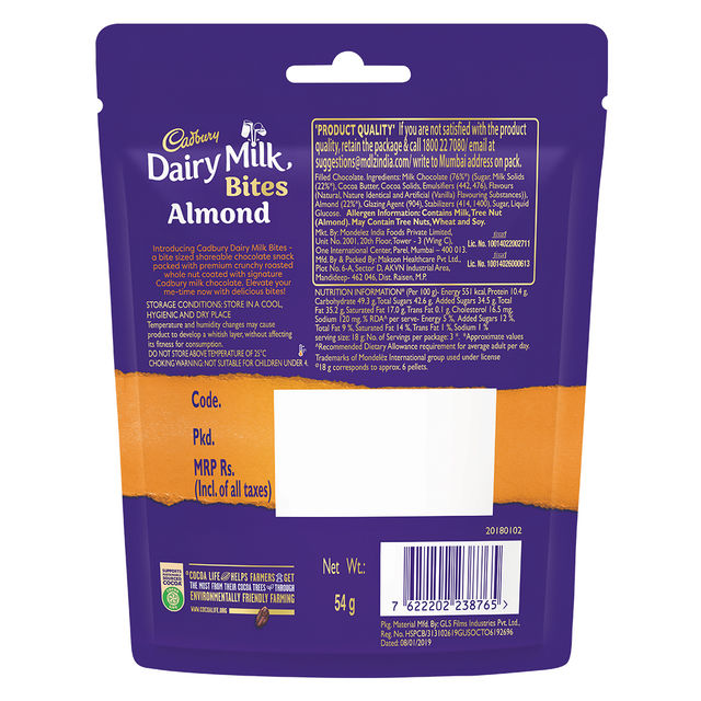 Cadbury Dairy Milk Bites - Chocolate Almond 54 g Combo