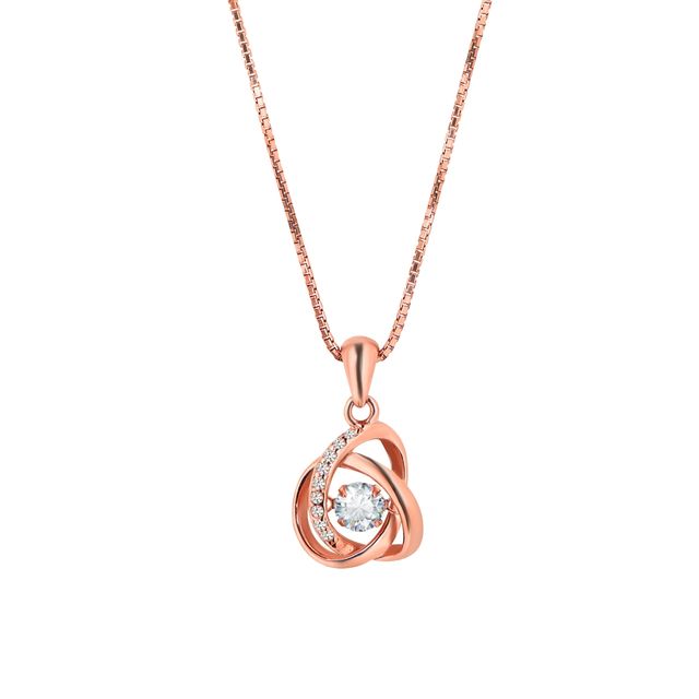 Zavya Floral CZ Rose Gold Plated 925 Sterling Silver Pendant Necklace
