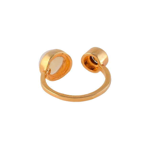Voylla Gold Plated Cubic Zirconia Brass Mother's Day Open Designer Ring for Women | Size Adjustable