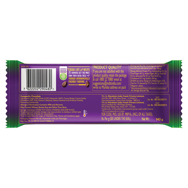 Cadbury Dairy Milk Silk Roast Almond Chocolate Bar, 143 g - Pack of 2
