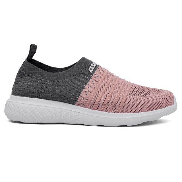 Asian Women s Elasto-02 Grey Pink Laceless Shoes | UK-7