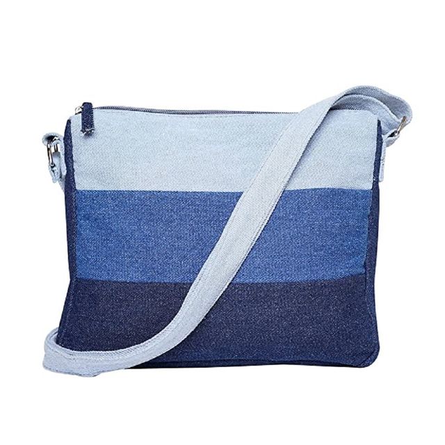 The Purani Jeans Denim Horizontal Stripes Sling Bag
