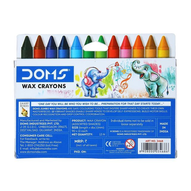 Doms Jumbo Wax Crayons 12 Shades