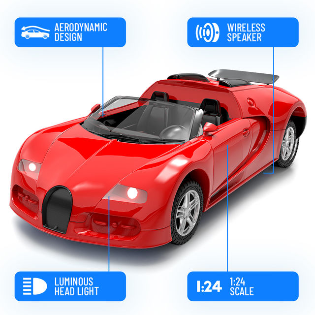 Mirana Chaser Model A Remote App car with bluetooth speaker (Blue)