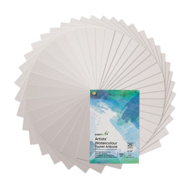 Paperpep Watercolour Pocket Art Book 300Gsm 4 x 6 25 Sheets