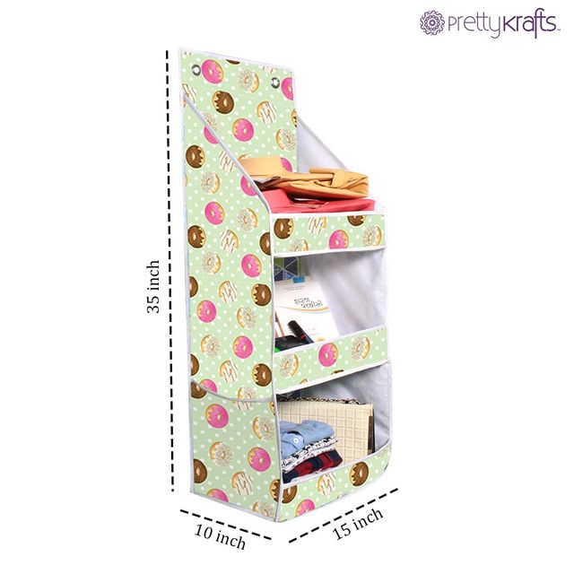 PrettyKrafts Folding Wall Hanging Shelf - Fun Rack Doughnut Design, Space-Saving Storage Organizer