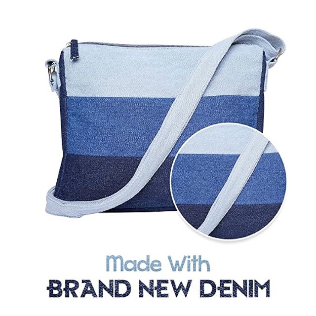 The Purani Jeans Denim Horizontal Stripes Sling Bag