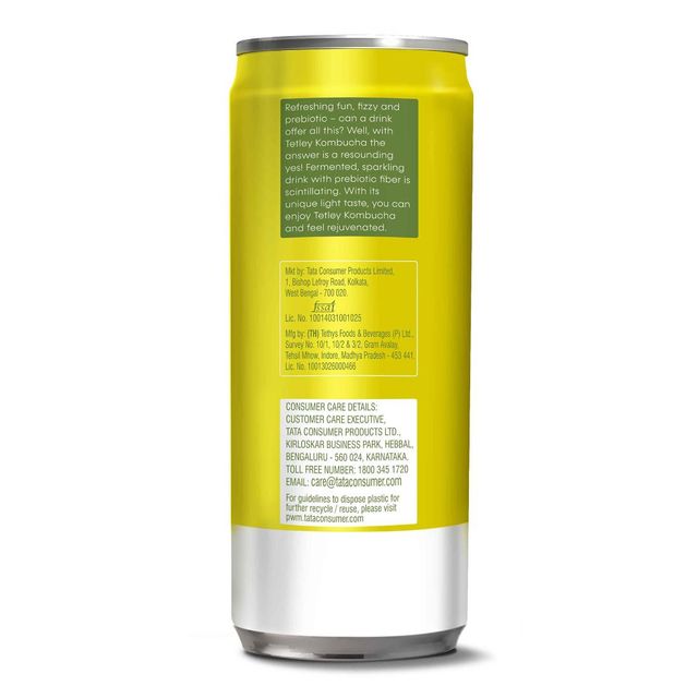 Tetley Ginger Lemon, Fermented Sparkling Drink with Prebiotic Fiber Kombucha