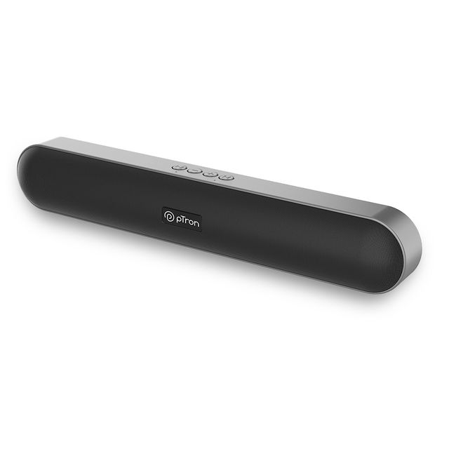 pTron Fusion Evo V2 10W Mini Bluetooth Soundbar w/ 10 Hrs Playback, Multi Modes Aux/USB/TF | Grey