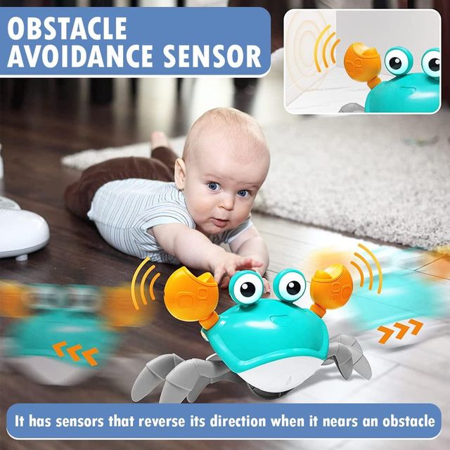 Wembley Rechargeable Crawling Crab Toy For Kids Infant Toddlers Dancing Musical Moving Toys-Green