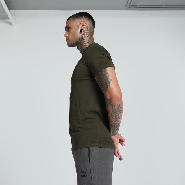 Puma Men's T-Shirt Small Graphic - Dark Olive | S