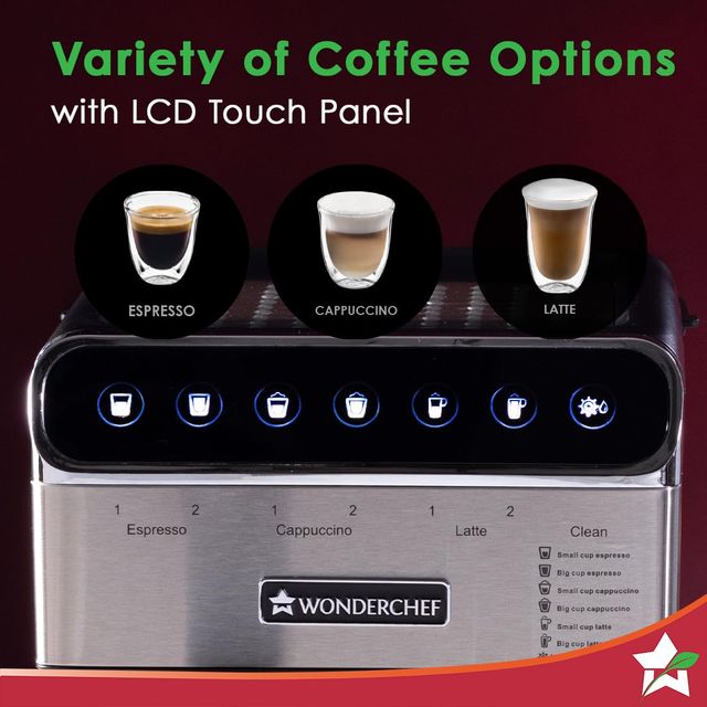 Wonderchef Regenta Automatic Coffee Machine With Auto Frother 20 Bar, 2 Year Warranty
