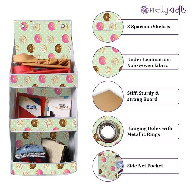 PrettyKrafts Folding Wall Hanging Shelf - Fun Rack Doughnut Design, Space-Saving Storage Organizer
