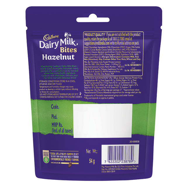 Cadbury Dairy Milk Bites Hazelnut Chocolate Pack