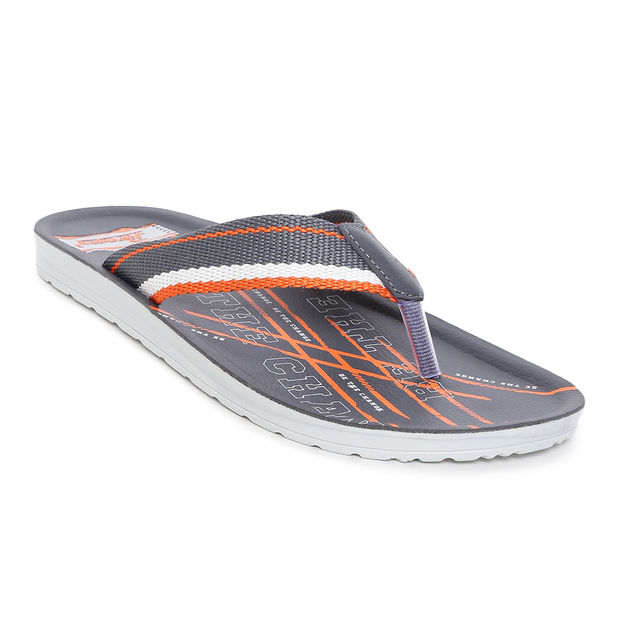 Paragon Men's Vertex Grey-Orange Slippers | UK 7