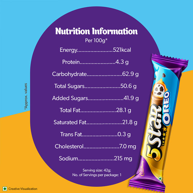 Cadbury 5 Star Oreo Filled Chocolate Bar