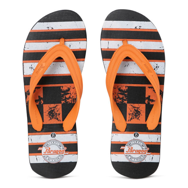 Paragon Men Lightweight & Waterproof Hawai Flip Flops | Orange | UK 7