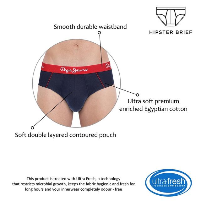 Pepe Jeans Men's Solid Charcoal Melange Brief | S
