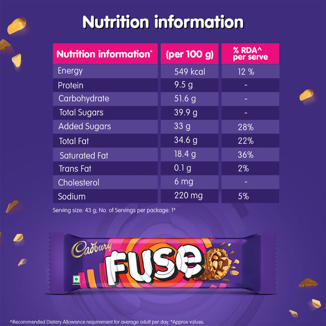 Cadbury Fuse Chocolate Bar 43 g Combo