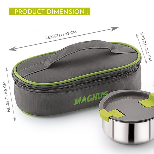 Magnus Olive-2 Stainless Steel Lunchbox With Leak-Proof Containers & Insulated Carry Case