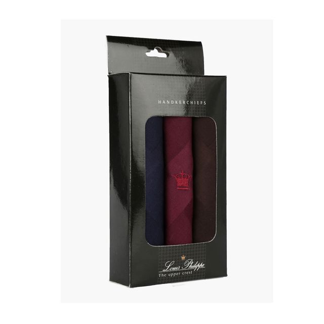 Louis Philippe Men's Solid Cotton Handkerchief | Assorted