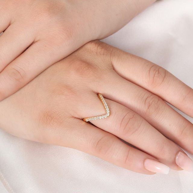 Zavya Abstract CZ Gold Plated 925 Sterling Silver Ring