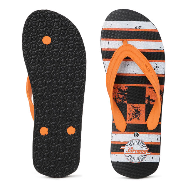Paragon Men Lightweight & Waterproof Hawai Flip Flops | Orange | UK 7