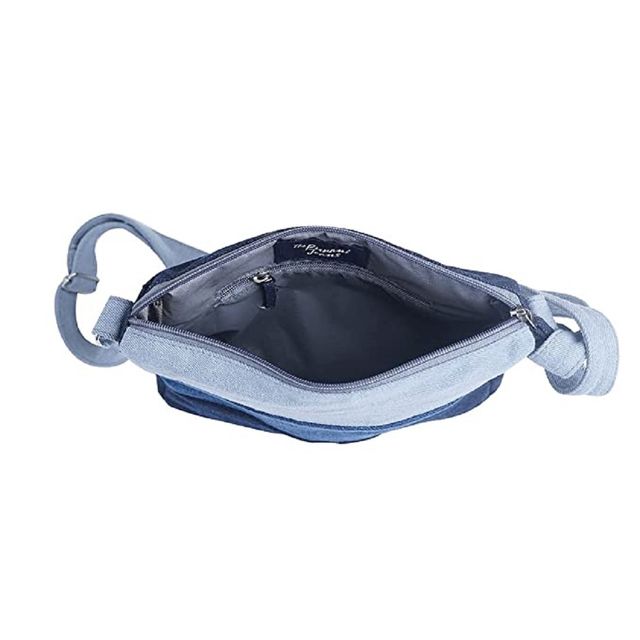 The Purani Jeans Denim Horizontal Stripes Sling Bag